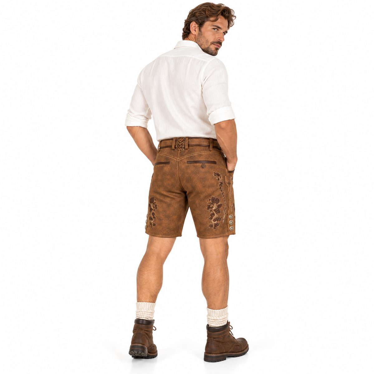Herre Lederhosen Polyesterfiber | Traditionel Bayersk Stil Shorts | Oktoberfest Design Til Folkefester & Kulturelle Events | Vanero