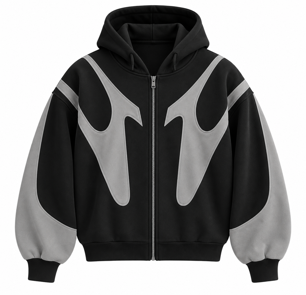 Herre Kontrast Hoodie | Justerbar Hætte & Ribbede Manchetter | Sweatshirt Med Gennemgående Lynlås Til Hverdag & Streetwear | Vanero