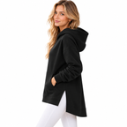 Dame Longline Hoodie | Oversized Pasform & Sideslidser | Langærmet Hættetrøje Med Dropped Shoulders Til Hverdag & Fritid | Vanero