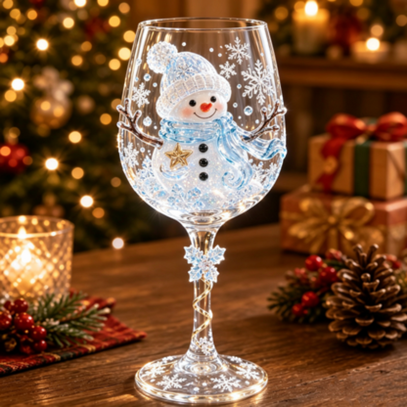 Juleglas-Sæt | Drikkeglas Med Julemand, Rensdyr & Snemandsmotiver | Dekorative Glas Til Julebord & Festlige Samlinger | Vanero