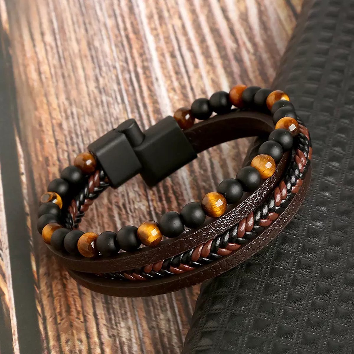 Læderarmbåndsæt Kunstlæder & Perler | Justerbare Håndledsaccessories | Flettet Design Til Hverdagsbrug | Vanero