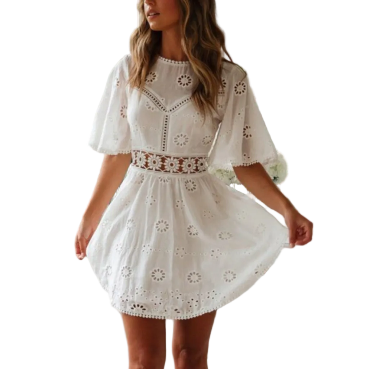 Dame Blondekjole | Polyester Sommerkjole Med Blonder | Hverdagsbrug Og Ferie | Vanero
