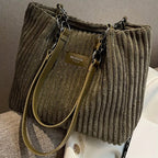 Yara Ribbet Velour | Struktureret Pasform Taske | Rummeligt Design til Daglig Brug & Arrangementer | Vanero
