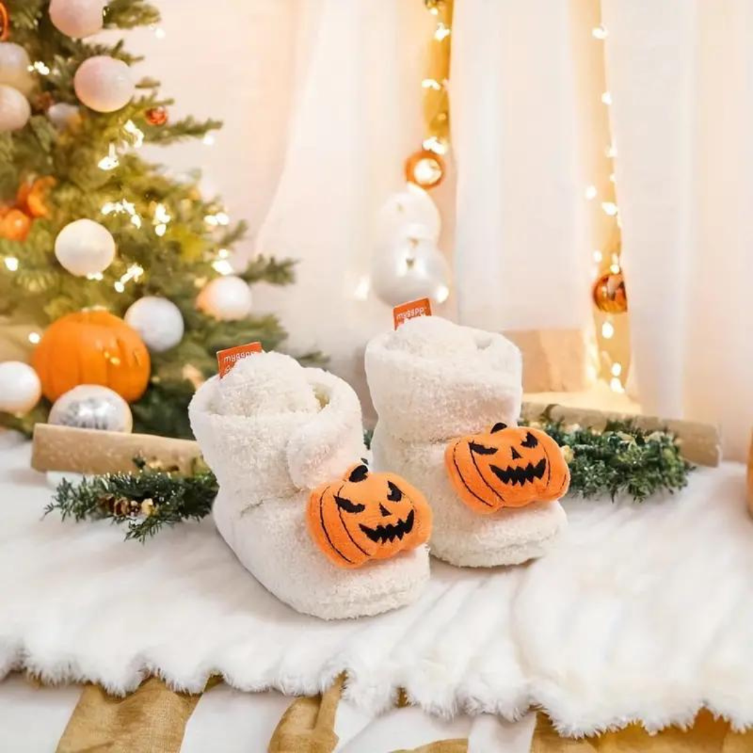 Børne Halloween Sutsko i Fleece | Ankelhøj Slip-On Med Tegneserieprint | Til Indendørs Efterår & Vinter | Vanero