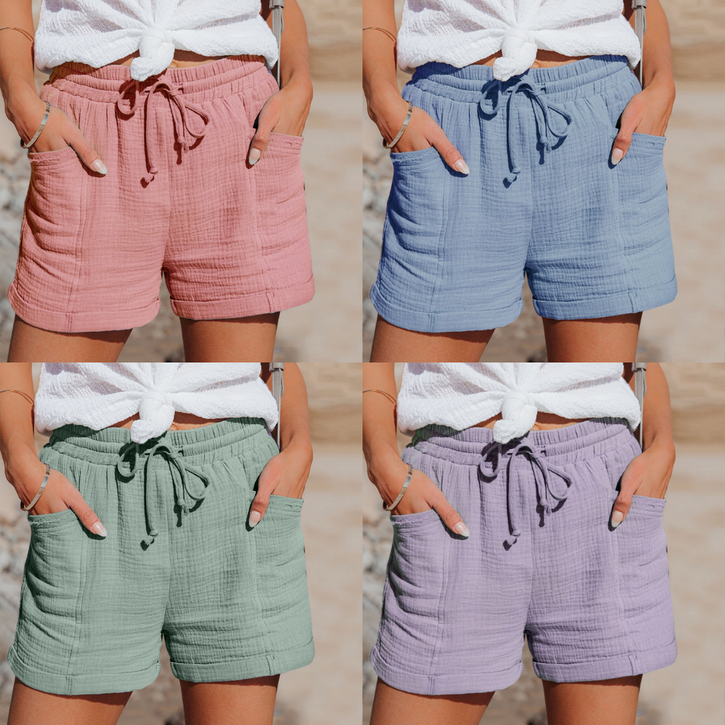 Dameshorts Bomuld | Relaxed Fit Shorts | Elastisk Talje Design til Hverdagsbrug & Fritidsaktiviteter | Vanero