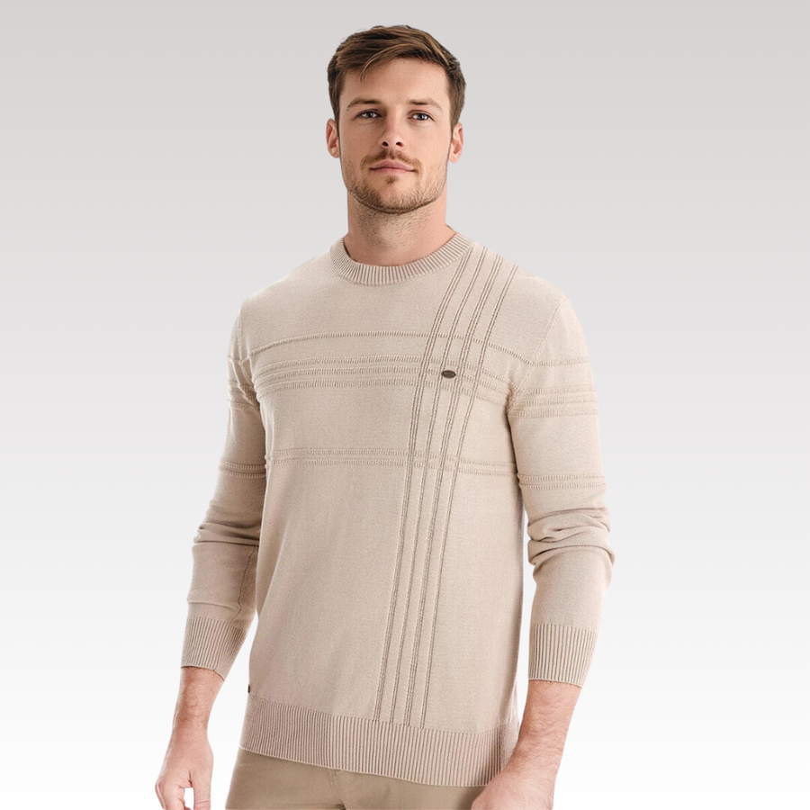Herretrøje Strikmateriale | Regular Fit Sweater | Ternet Mønster Med Lange Ærmer til Hverdags- & Køligt Vejr Brug | Vanero