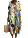 Damekjole Tekstilblanding | Relaxed Fit Kjole med Blomsterprint | Let Design til Hverdagsbrug & Fritidsaktiviteter | Vanero