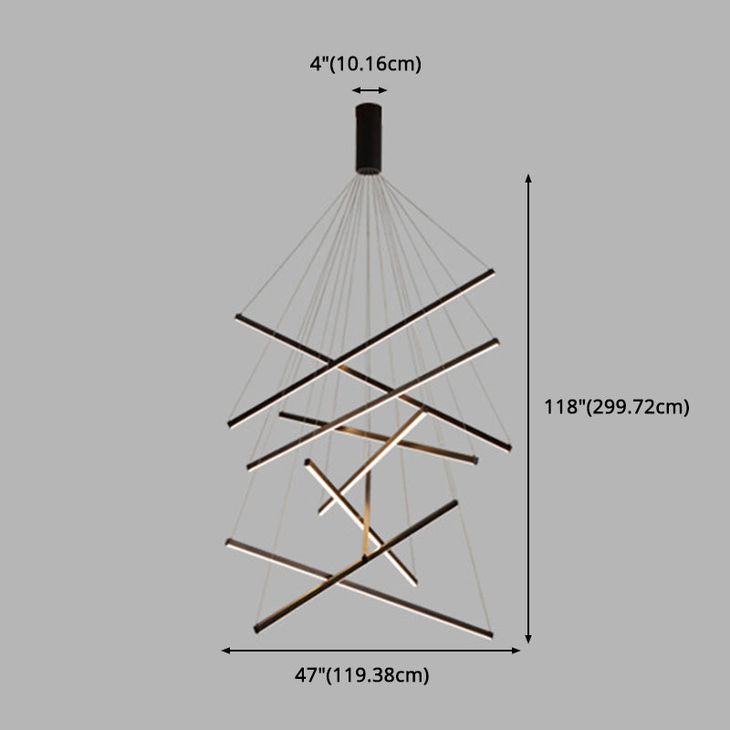 Lineær LED Lysekrone Med Geometrisk Design | Integreret LED Belysning I Flere Konfigurationer | Indendørs Loftbelysning Til Store Rum | Vanero