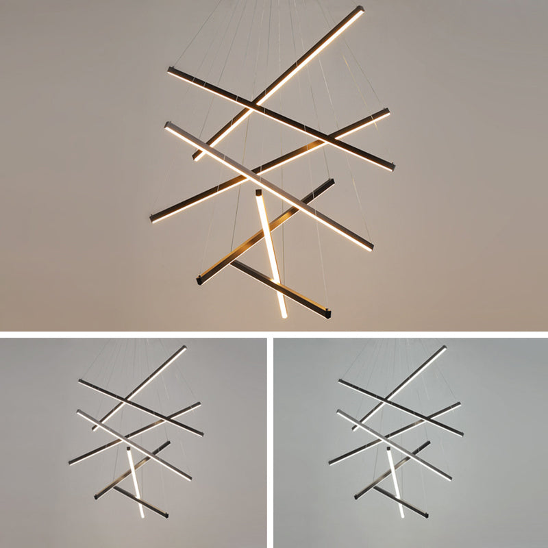 Lineær LED Lysekrone Med Geometrisk Design | Integreret LED Belysning I Flere Konfigurationer | Indendørs Loftbelysning Til Store Rum | Vanero