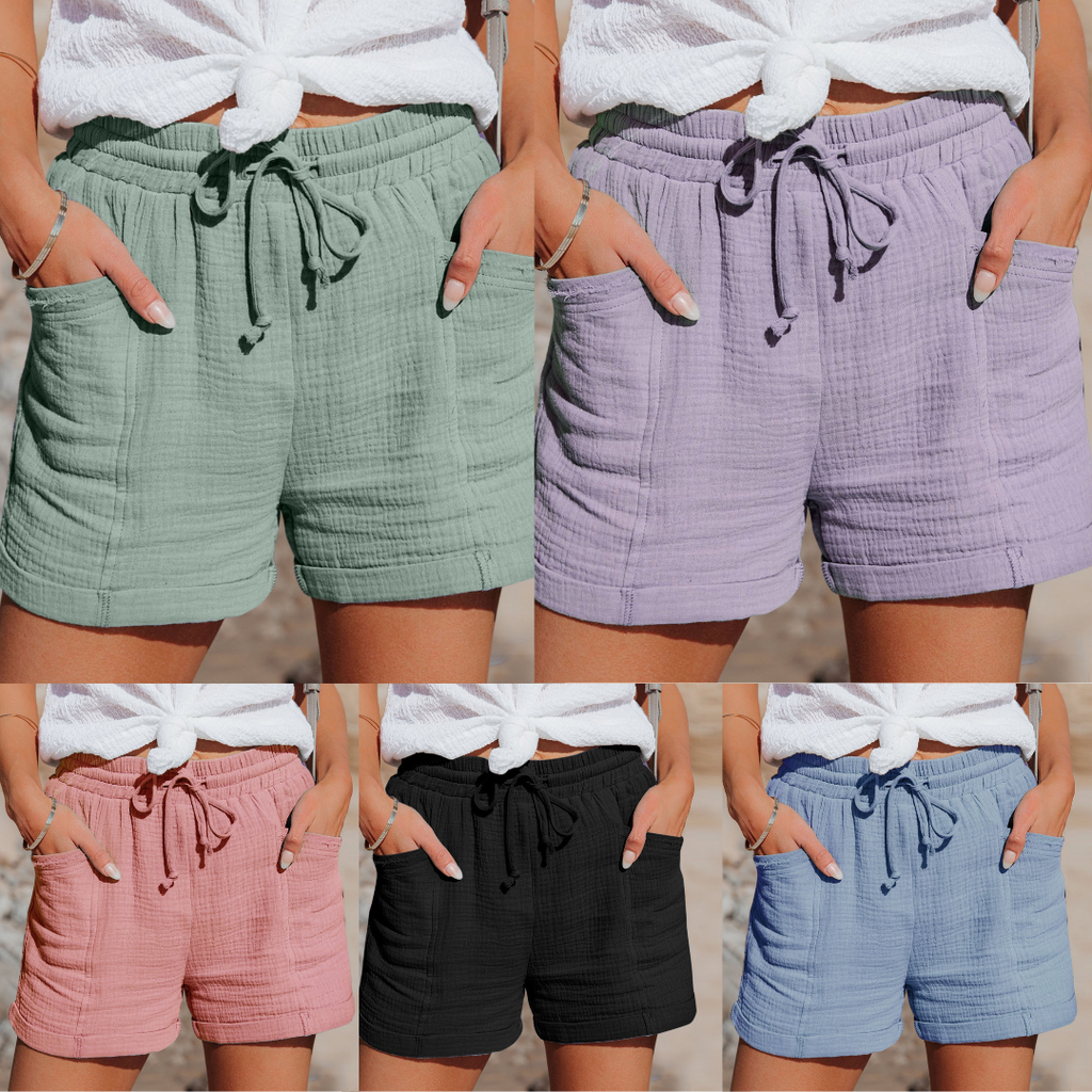 Dameshorts Bomuld | Relaxed Fit Shorts | Elastisk Talje Design til Hverdagsbrug & Fritidsaktiviteter | Vanero