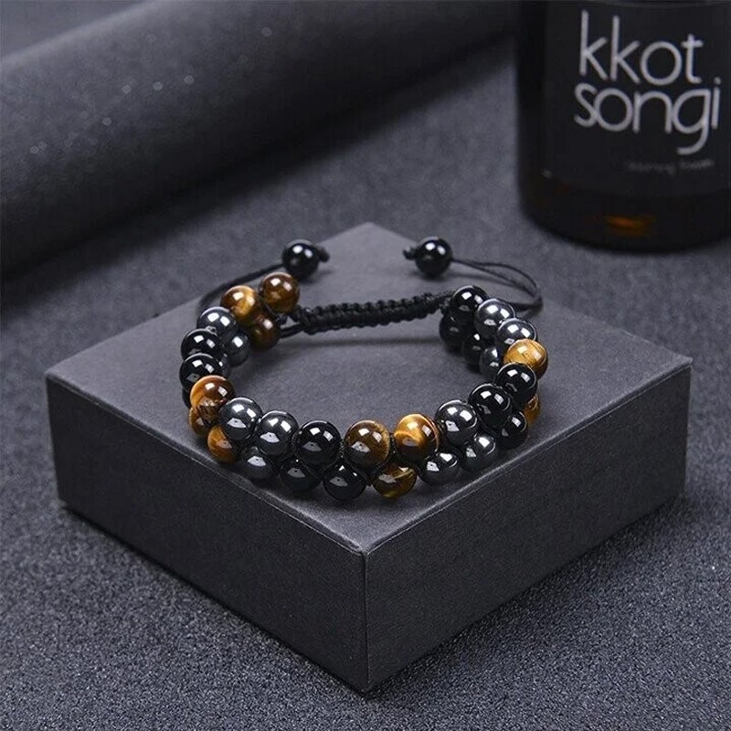 Tigerøje Armbånd Naturstensdesign | Justerbart Dobbeltlags Smykke | Til Hverdagsbrug & Særlige Anledninger | Vanero