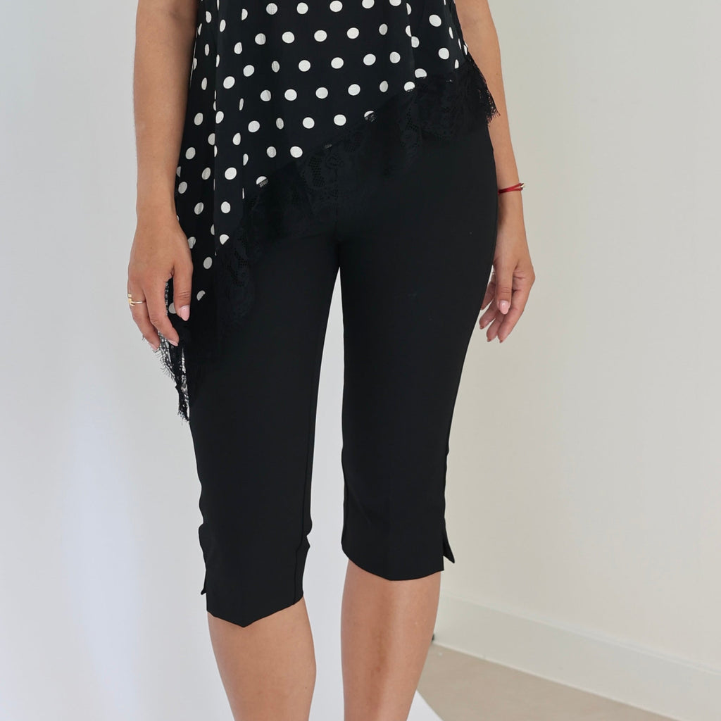 Dame Capri Bukser | Spandex-Nylon Blanding & Høj Talje | Knælange Stretchbukser Med Sideslidser Til Casual- & Aftenbrug | Vanero