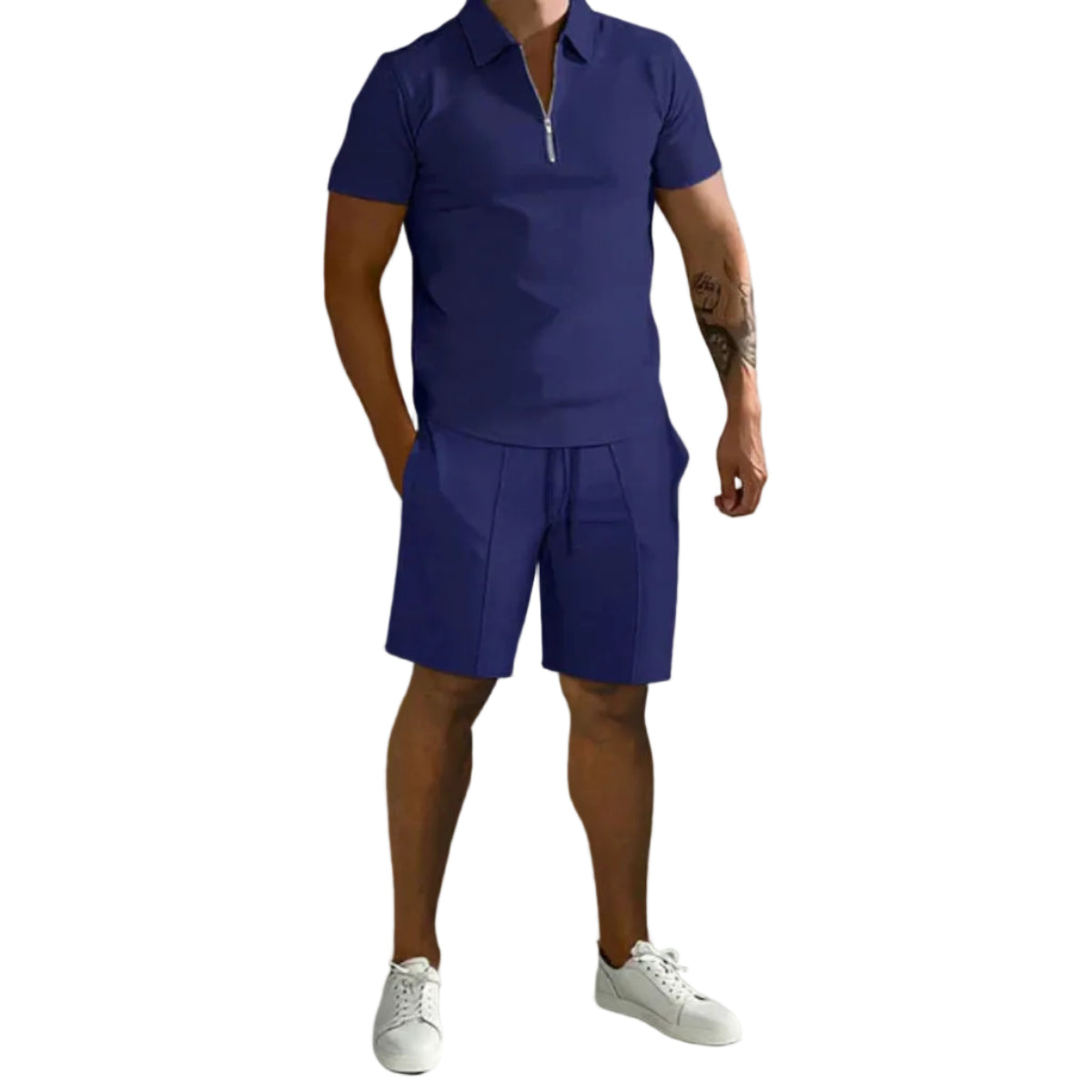 Herresæt Bomuldsblanding | Regular Fit Polo & Shorts Sæt | Sommerdesign til Hverdagsbrug & Fritidsaktiviteter | Vanero