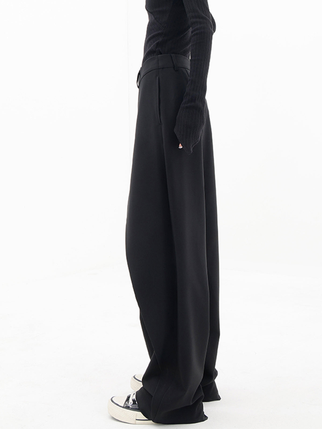 Bukser Bomuld & Polyester | Baggy Pasform Bukser | Brede Ben Med Asymmetrisk Taljedesign til Daglig Brug & Fritid | Vanero