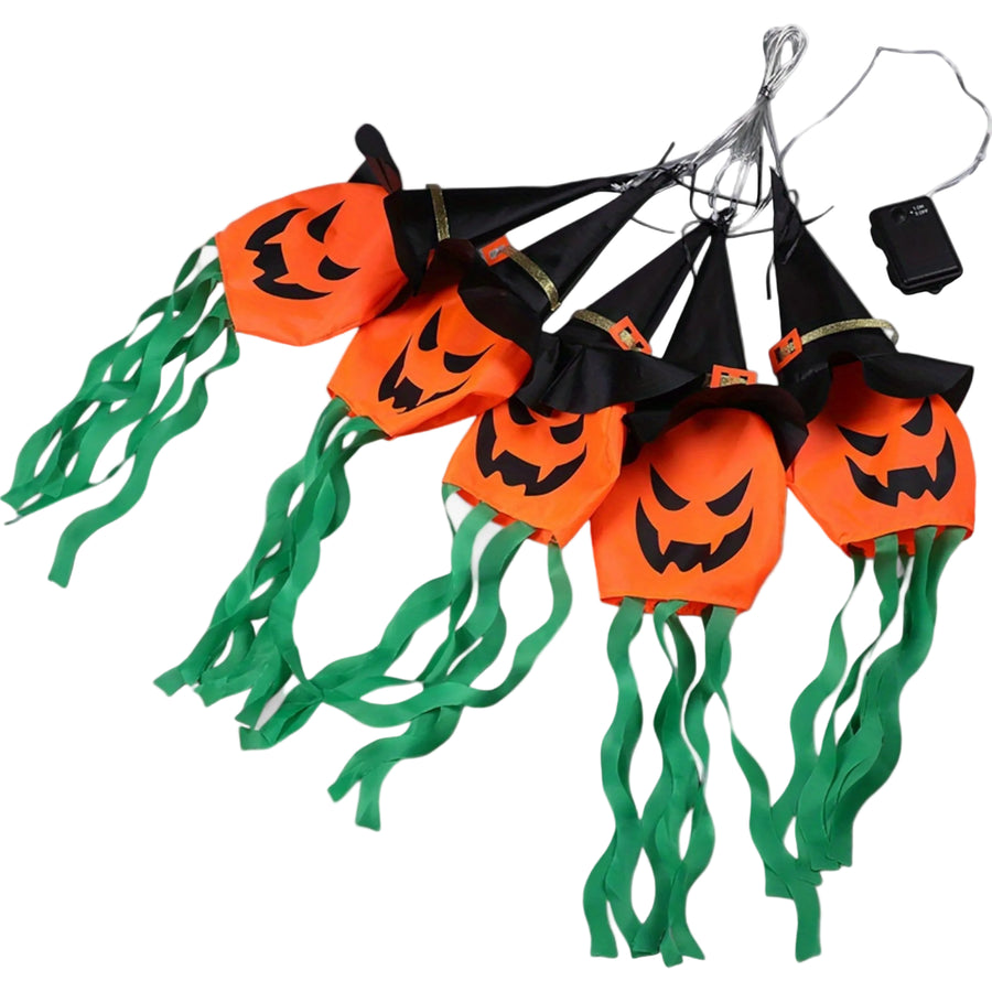 LED Græskar Lyskæde | Batteridrevet Dekorationsbelysning | Hængende Halloween-Lys Til Indendørs & Udendørs Dekoration | Vanero