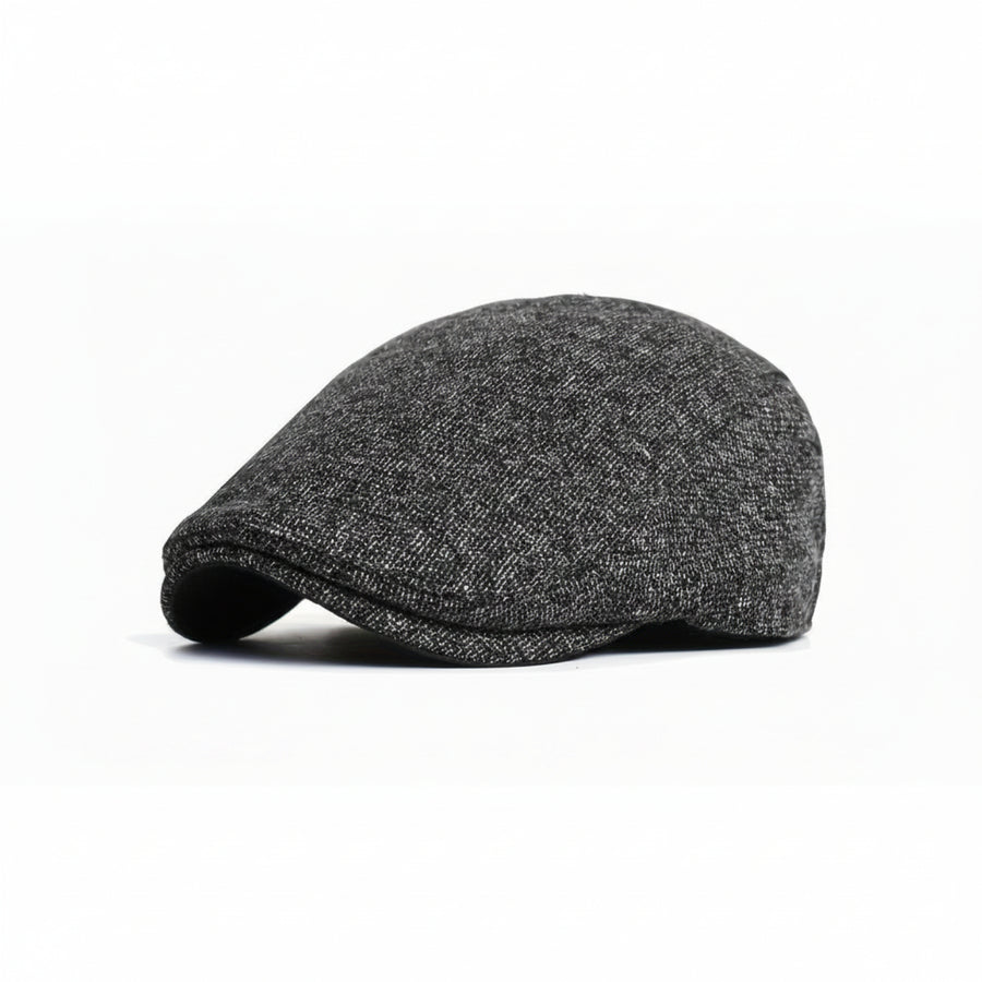 Newsboy Hat i Bomuld | Vævet Cabbie & Gatsby Kasket | Sort Vintage-Inspireret Hovedbeklædning Til Efterår & Vinter | Vanero