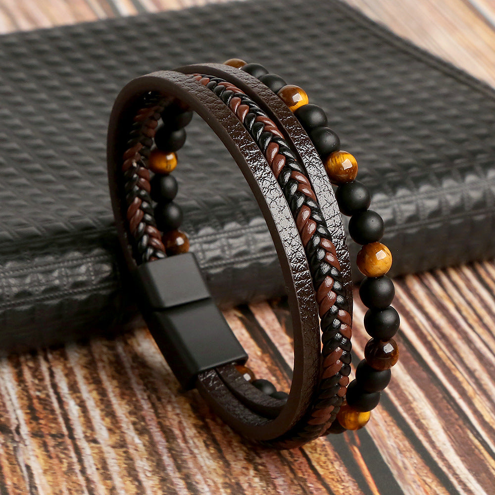 Læderarmbåndsæt Kunstlæder & Perler | Justerbare Håndledsaccessories | Flettet Design Til Hverdagsbrug | Vanero