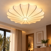Flush Loftlampe Med Skulpteret Stofskærm | Tekstil & Metalkonstruktion Med E26 E27 Fatning | Indendørs Rumbelysning | Vanero