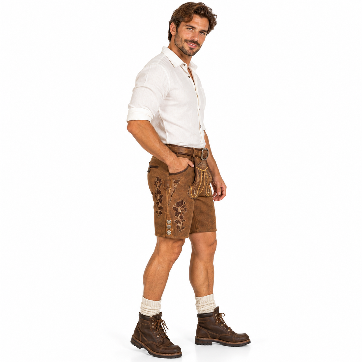 Herre Lederhosen Polyesterfiber | Traditionel Bayersk Stil Shorts | Oktoberfest Design Til Folkefester & Kulturelle Events | Vanero