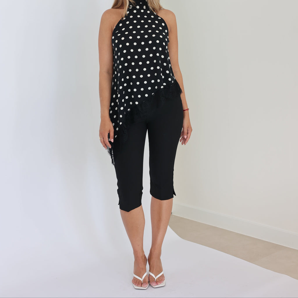 Dame Capri Bukser | Spandex-Nylon Blanding & Høj Talje | Knælange Stretchbukser Med Sideslidser Til Casual- & Aftenbrug | Vanero