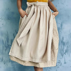 Dame Dirndl Kjole Tekstilmateriale | Almindelig Pasform Midikjole | Blondebluse Med Forklædeskørt Til Festivaler & Arrangementer | Vanero