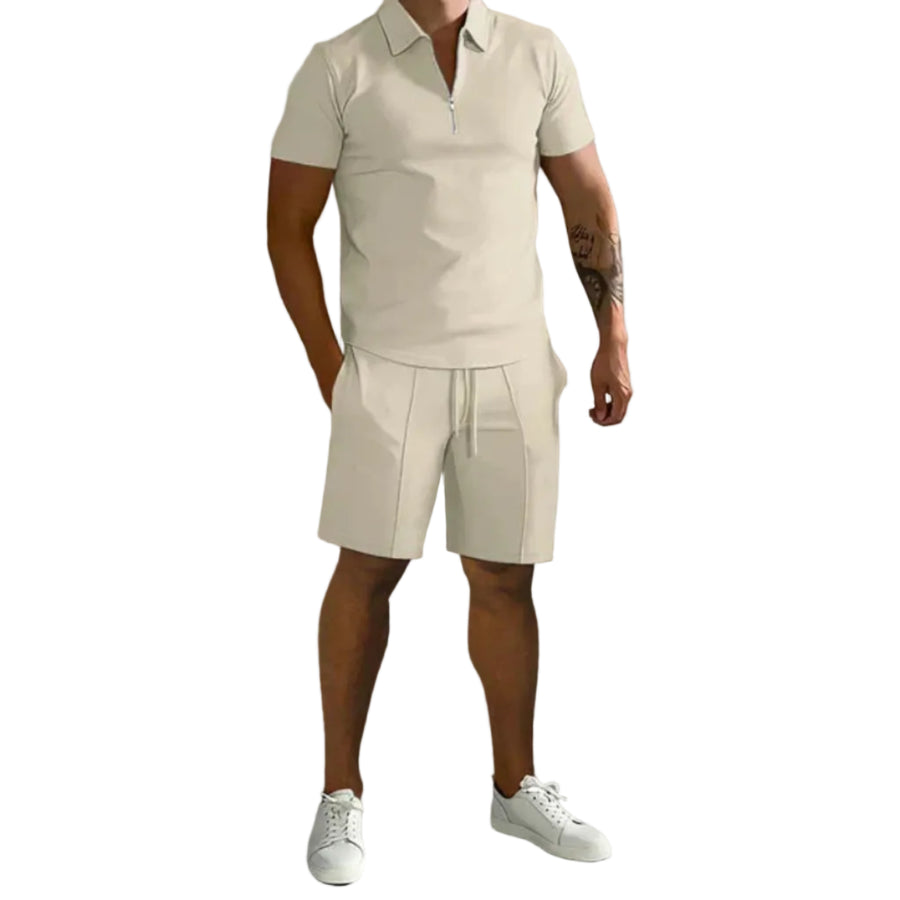 Herresæt Bomuldsblanding | Regular Fit Polo & Shorts Sæt | Sommerdesign til Hverdagsbrug & Fritidsaktiviteter | Vanero