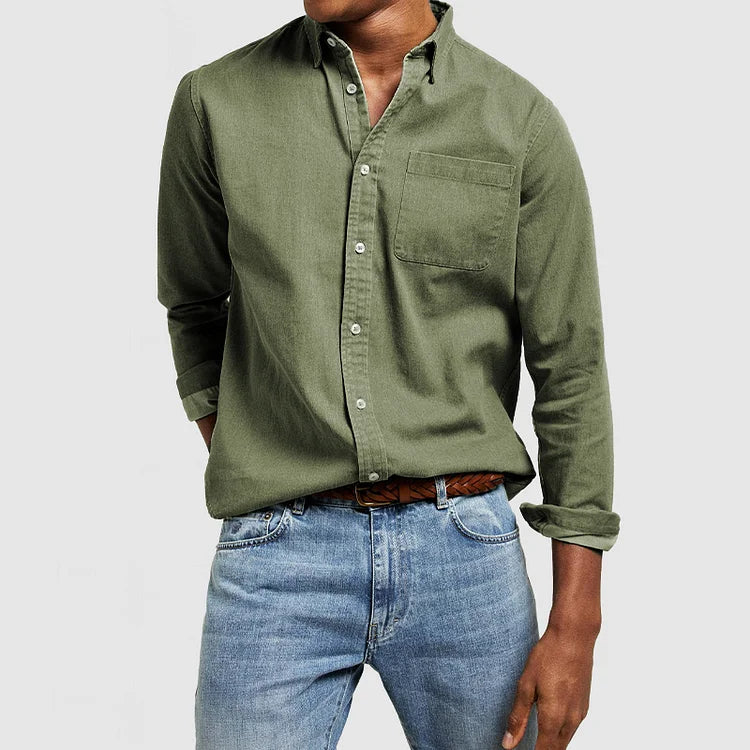 Jimmy Bomuldsblanding | Regular & Slim Fit Skjorte | Langærmet Design med Knaplukning til Hverdagsbrug & Business Casual | Vanero