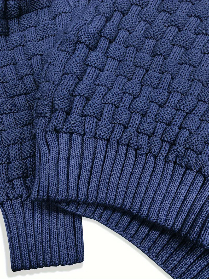Mark Bomuldskonstruktion | Afslappet Pasform Strikket Sweater | Høj Krave Med Knapdetaljer til Daglig Brug & Kølige Vejrforhold | Vanero