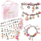 DIY Charm Armbåndssæt Sølvfarvede Komponenter | Justerbart Smykkefremstillingssæt | Perler & Charms Til Kreative Smykkeprojekter | Vanero