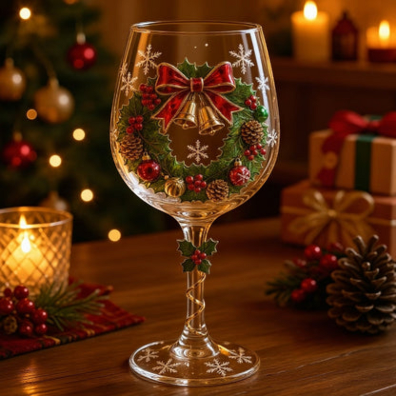 Juleglas-Sæt | Drikkeglas Med Julemand, Rensdyr & Snemandsmotiver | Dekorative Glas Til Julebord & Festlige Samlinger | Vanero