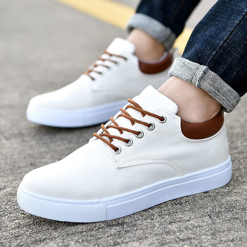 Herre Canvas Sneakers Lav Profil Design | Snørelukket Fritidsfodtøj | Gummisål Til Hverdag & Fritidsbrug | Vanero