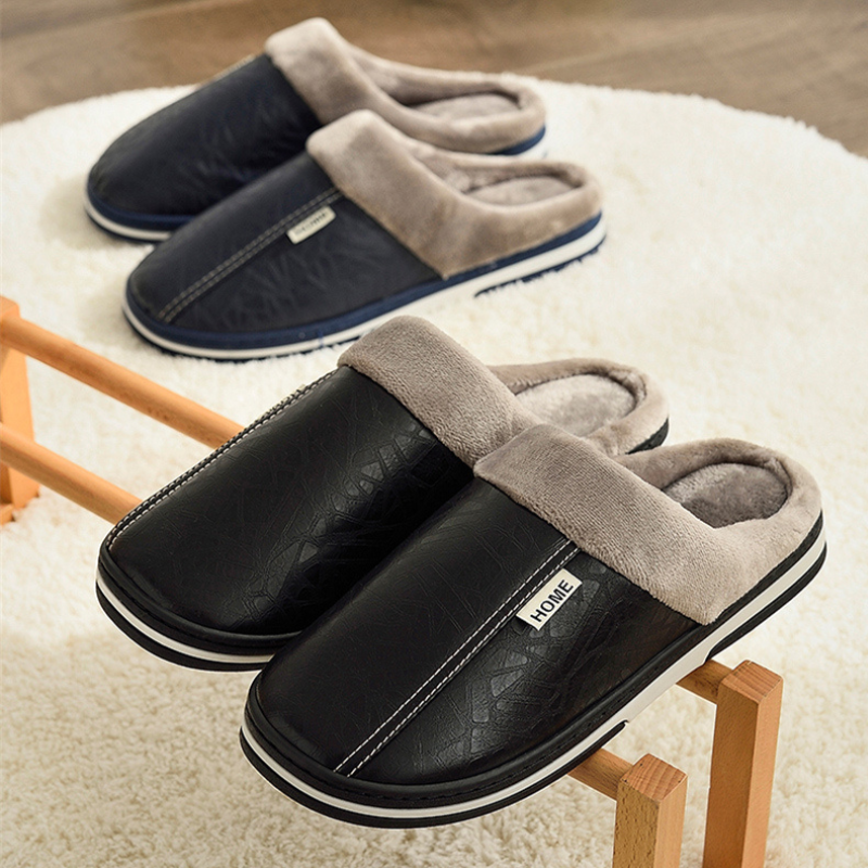 Herre Indendørs Tøfler i Plys | Slip-On Design Med Varmt For | Hjemmefodtøj Til Efterår & Vinter | Vanero
