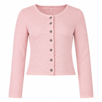 Strikket Cardigan Til Dame | Polyester Med Struktureret Strikkemønster | Lange Ærmer & Knaplukning Til Hverdagsbrug | Vanero