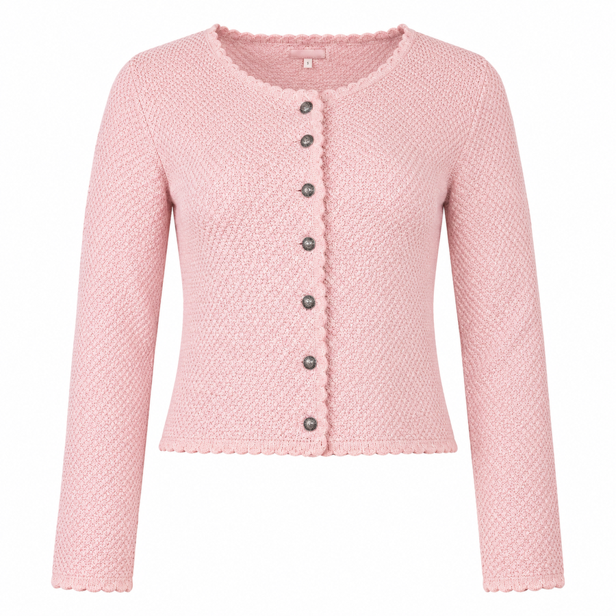 Strikket Cardigan Til Dame | Polyester Med Struktureret Strikkemønster | Lange Ærmer & Knaplukning Til Hverdagsbrug | Vanero