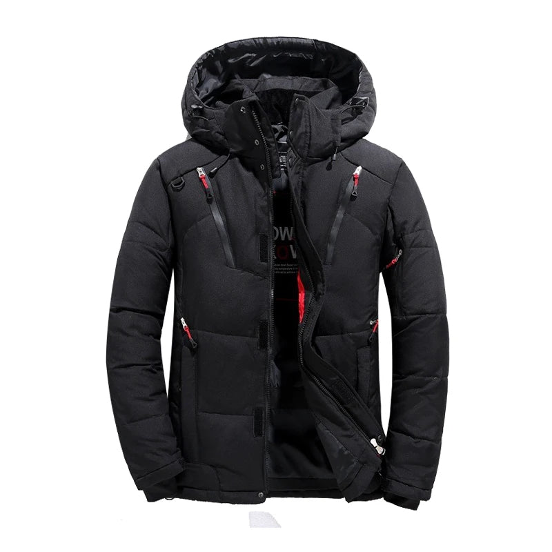 Pedersen Hvide Andedun & Polyester | Regular Fit Termisk Skisæt | Aftagelig Hætte til Vintersport & Udendørsbrug | Vanero