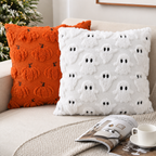 Halloween Pudecover | Spøgelse- & Græskarmønster | Polyester-Bomuld Dekorativt Pudebetræk Til Sofa, Seng & Sæsonpynt | Vanero