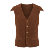 Herre Vest i Polyester med Fløjlslook | V-Hals & Knaplukning | Taljeret Historisk-Inspireret Vest Til Temabegivenheder | Vanero