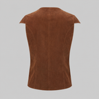 Herre Vest i Polyester med Fløjlslook | V-Hals & Knaplukning | Taljeret Historisk-Inspireret Vest Til Temabegivenheder | Vanero