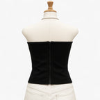 Dame Satin Korsettop | Struktureret Bustier-Design & Frontlynlås | Lang Ærmeløs Top Til Aftenbrug & Lagdelte Outfits | Vanero