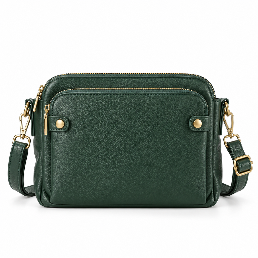 Brun Crossbody Taske i Ægte Læder | Justerbar Skulderrem & Lynlåslukning | Rummelig Skuldertaske Til Arbejde & Hverdagsbrug | Vanero
