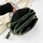 Brun Crossbody Taske i Ægte Læder | Justerbar Skulderrem & Lynlåslukning | Rummelig Skuldertaske Til Arbejde & Hverdagsbrug | Vanero