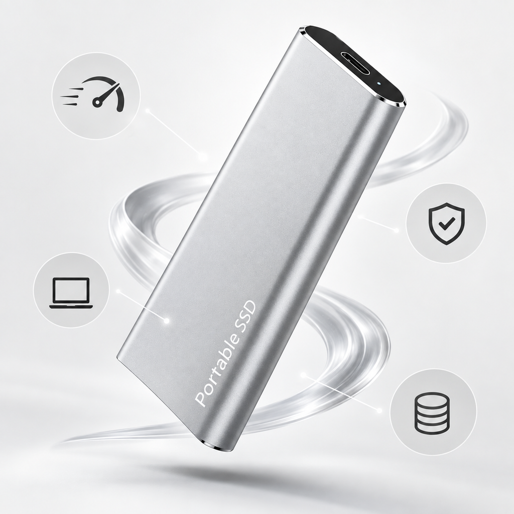 1TB Ekstern SSD | USB-C Tilslutning & Aluminiumlegering | Kompakt Plug-and-Play Solid-State-Drev Til Datalagring & Overførsel | Vanero