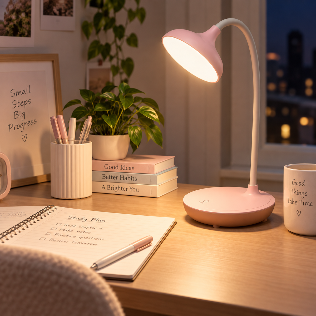 Genopladelig LED Bordlampe | Touch-Betjening & 3 Lystilstande | USB-Opladelig Dæmpbar Lampe Med 1200mAh Batteri | Vanero