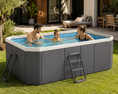 Børnepool | PVC Foldbar Børnepool Med Støtteramme | Udendørs Vandleg I Haven | Vanero