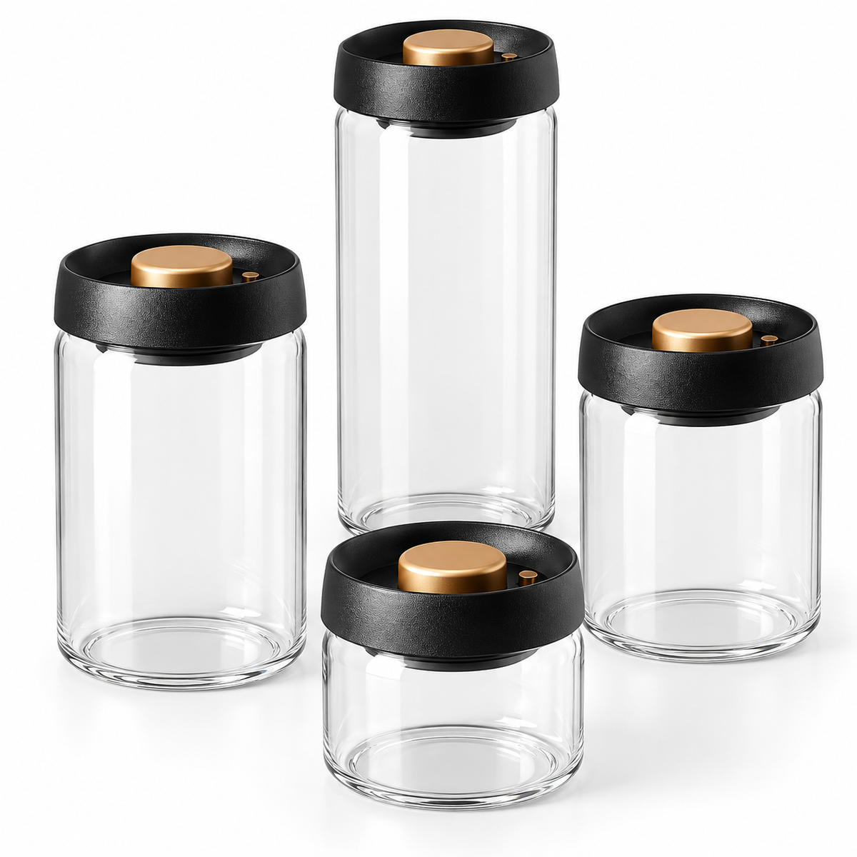 Glasbeholder Til Kaffe | Borosilikatglas & Lufttæt Vakuumlåg | Transparent Opbevaringsglas Til Kaffebønner & Tørvarer | Vanero