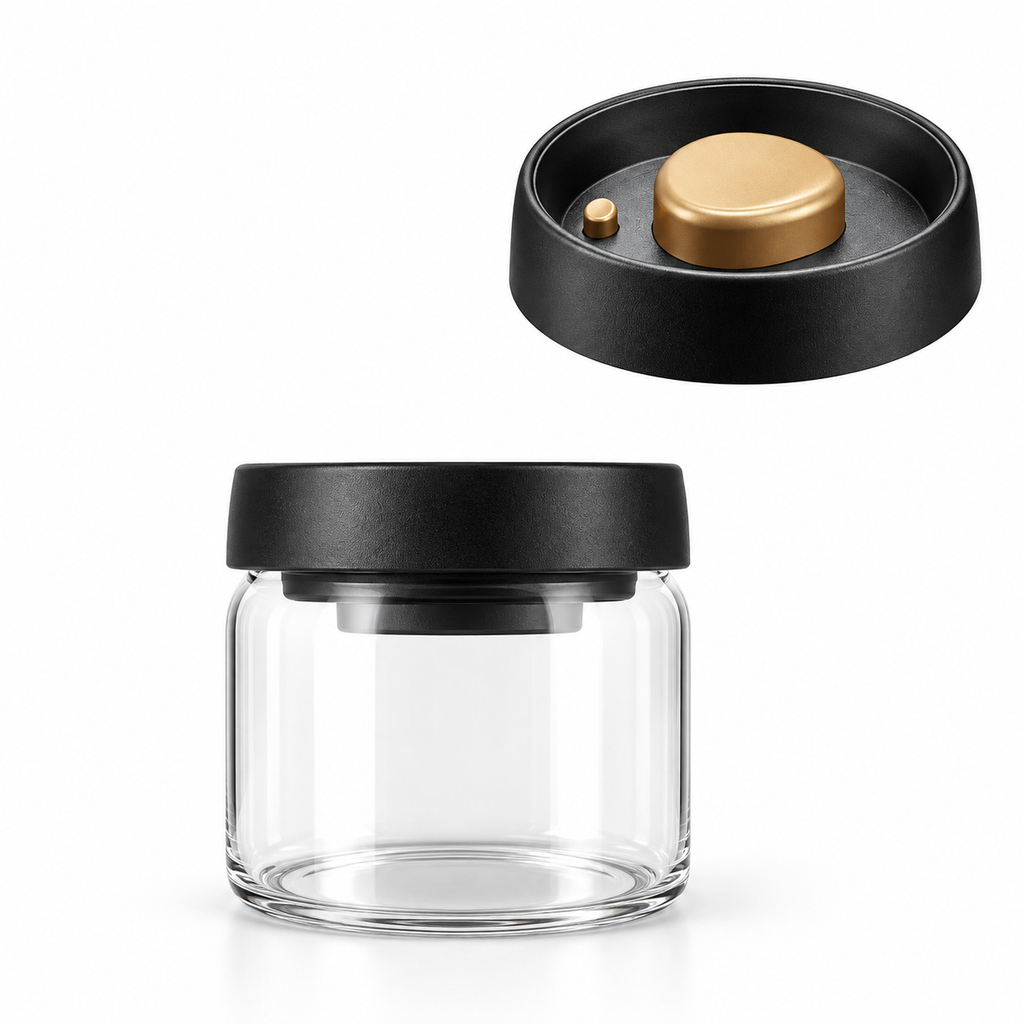 Glasbeholder Til Kaffe | Borosilikatglas & Lufttæt Vakuumlåg | Transparent Opbevaringsglas Til Kaffebønner & Tørvarer | Vanero