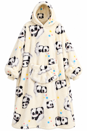 Oversized Tæppepullover Med Hætte | 100 % Polyester-Flanell-Fleece | Langt Bærbart Tæppe Med Stor Frontlomme | Vanero