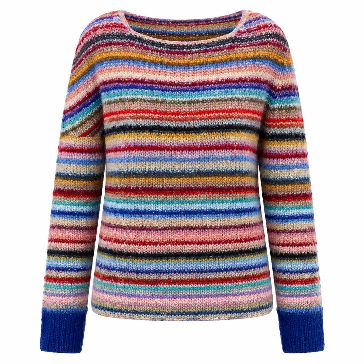 Strikpullover I Bomuld Til Dame | Stribet Retro-Inspireret Design | Bådudskæring Til Hverdag & Kontorbrug | Vanero