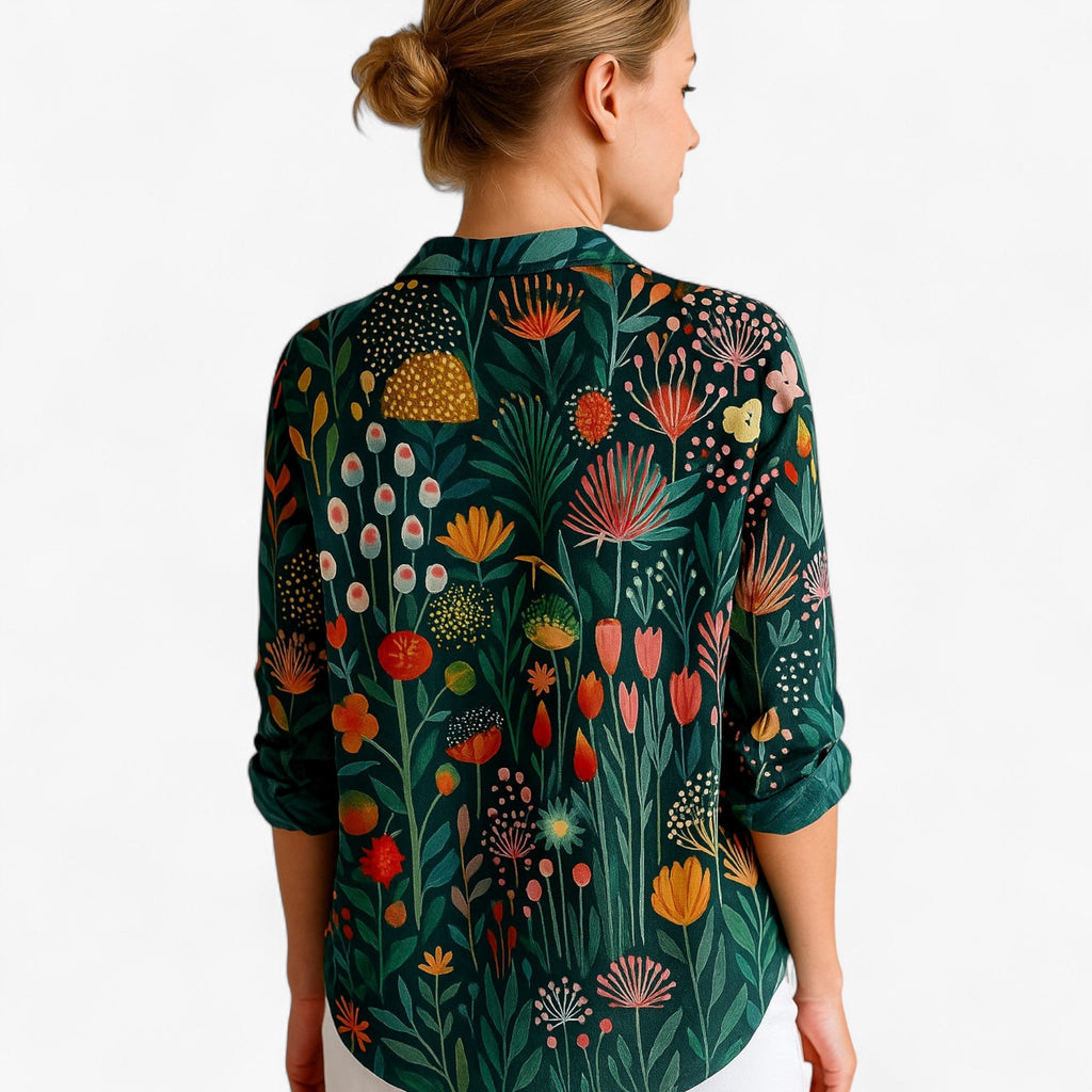 Trykt Bluse Til Dame | Rosa Basis & Flerfarvet Kunstnerisk Mønster | Overdel I S–5XL Til Hverdag & Ferie | Vanero