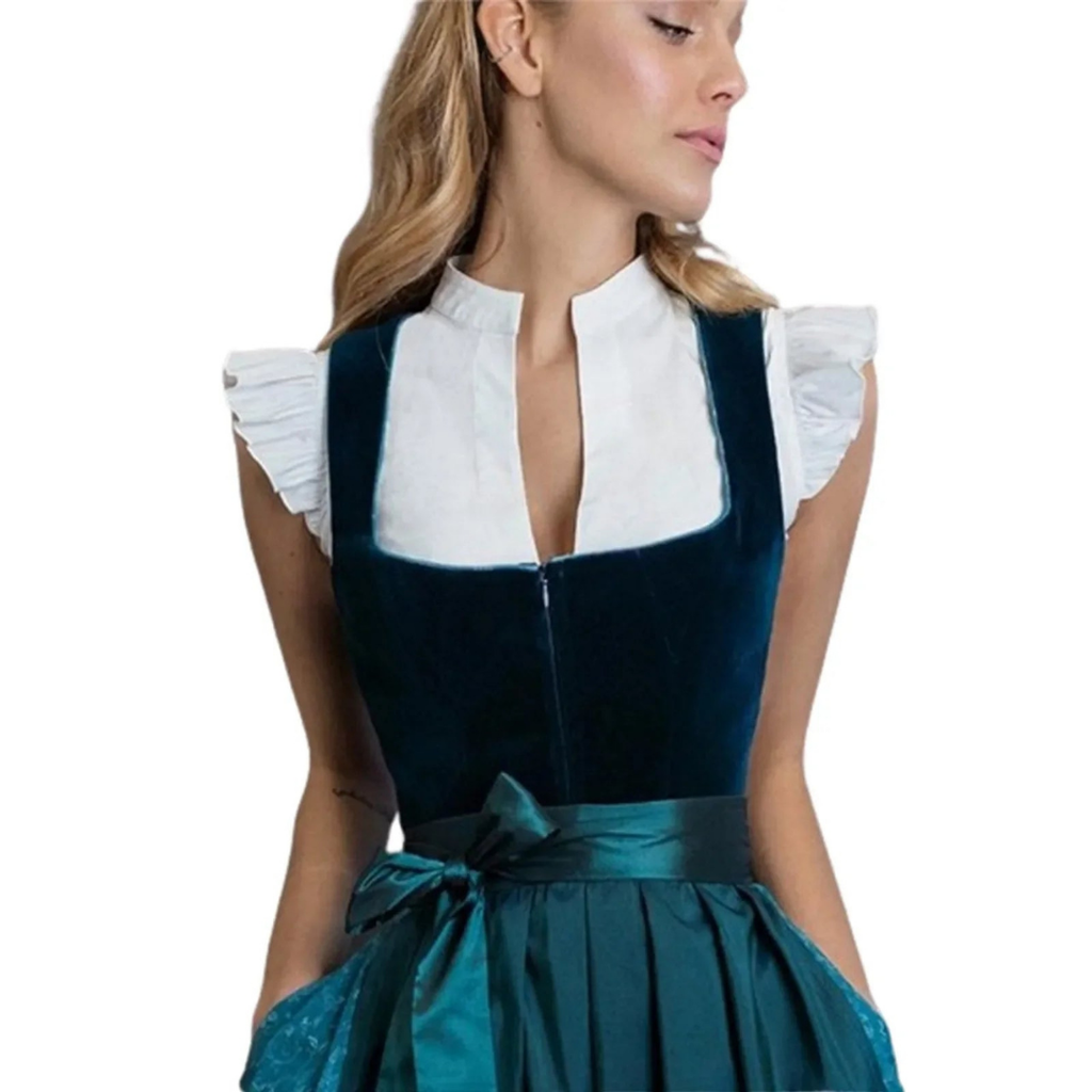 Dame Dirndl-Bluse Bomuldsblanding | Kortærmet Traditionel Top | Til Oktoberfest, Festivaler & Temabegivenheder | Vanero